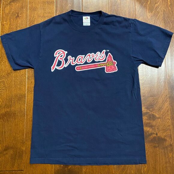 Fruit Of The Loom MLB Atlanta Braves Navy Red CHOA Graphic Tee Men's Medium - Picture 3 of 7